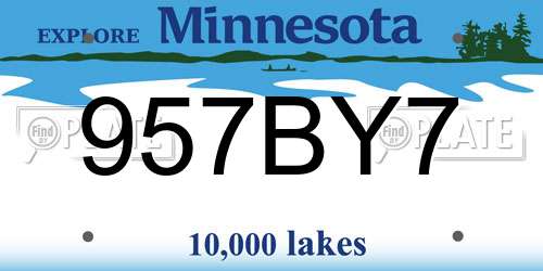 957BY7 Minnesota License Plate