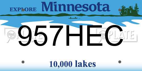 957HEC Minnesota License Plate