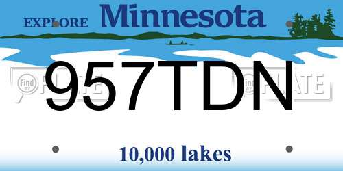 957TDN Minnesota License Plate
