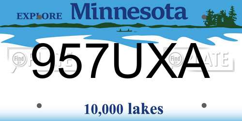 957UXA Minnesota License Plate