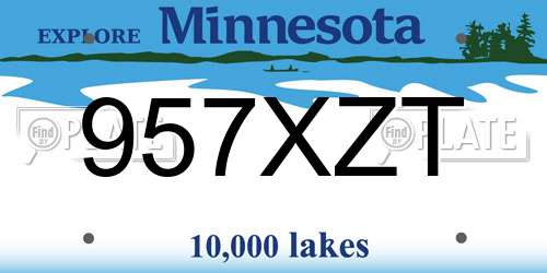 957XZT Minnesota License Plate