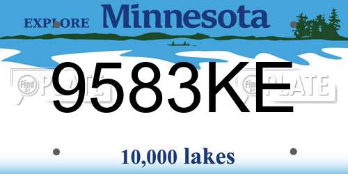 9583KE Minnesota License Plate