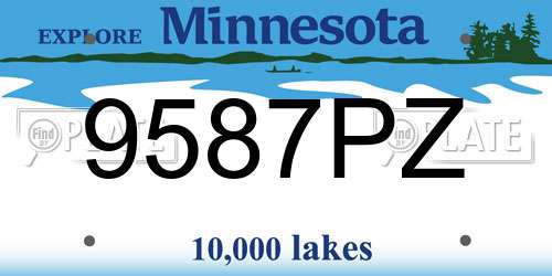 9587PZ Minnesota License Plate