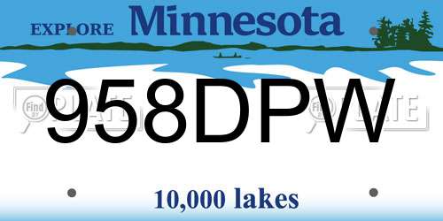 958DPW Minnesota License Plate