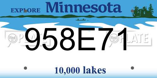 958E71 Minnesota License Plate