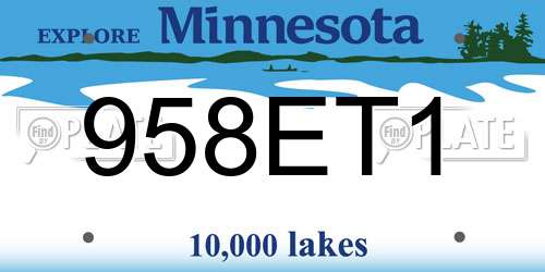 958ET1 Minnesota License Plate