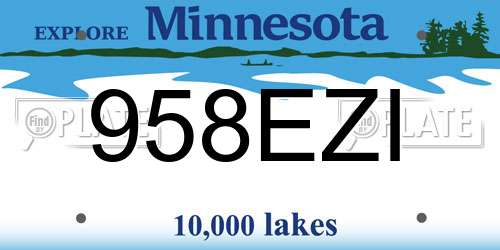 958EZI Minnesota License Plate