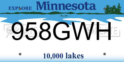 958GWH Minnesota License Plate