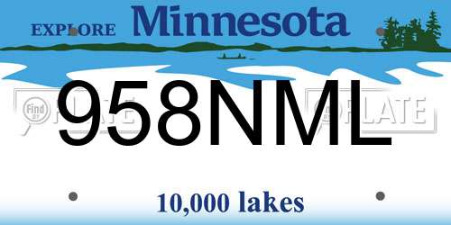 958NML Minnesota License Plate