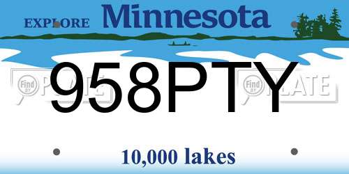 958PTY Minnesota License Plate