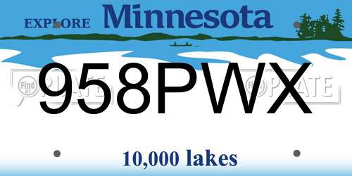 958PWX Minnesota License Plate