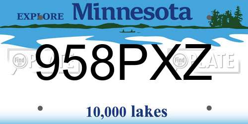 958PXZ Minnesota License Plate