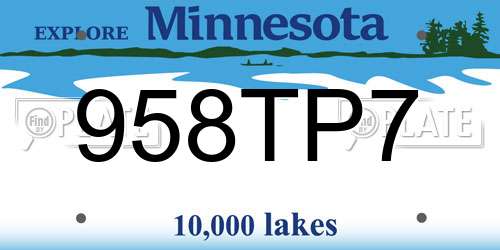 958TP7 Minnesota License Plate