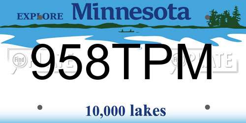 958TPM Minnesota License Plate
