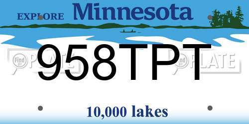 958TPT Minnesota License Plate
