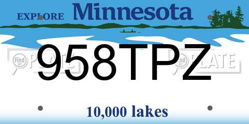 958TPZ Minnesota License Plate