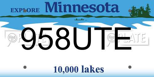 958UTE Minnesota License Plate