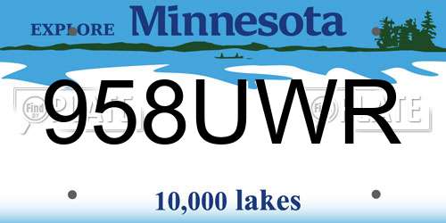 958UWR Minnesota License Plate