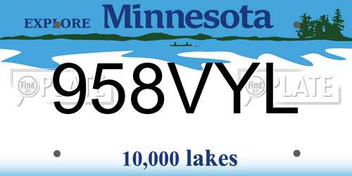 958VYL Minnesota License Plate