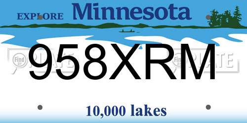 958XRM Minnesota License Plate