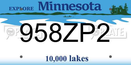 958ZP2 Minnesota License Plate