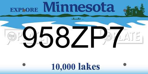 958ZP7 Minnesota License Plate