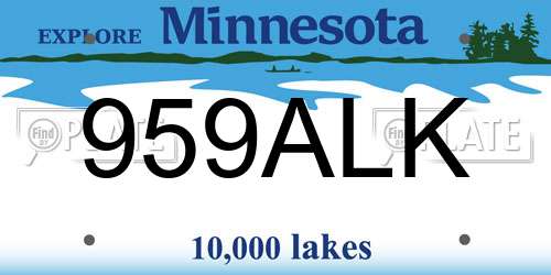 959ALK Minnesota License Plate