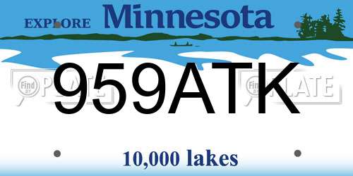 959ATK Minnesota License Plate