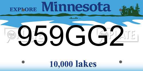 959GG2 Minnesota License Plate