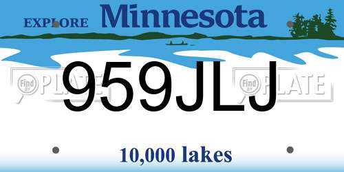 959JLJ Minnesota License Plate