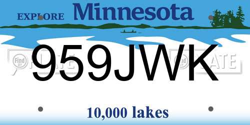 959JWK Minnesota License Plate