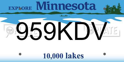 959KDV Minnesota License Plate