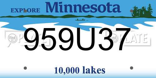 959U37 Minnesota License Plate