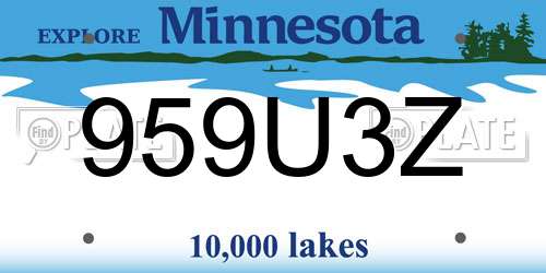 959U3Z Minnesota License Plate