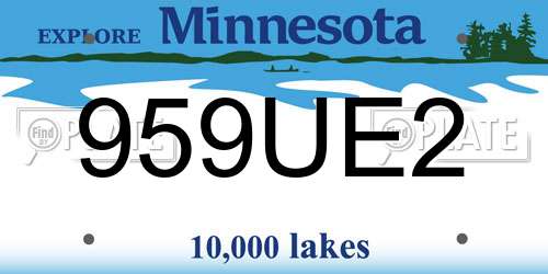 959UE2 Minnesota License Plate