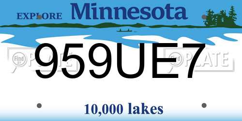959UE7 Minnesota License Plate