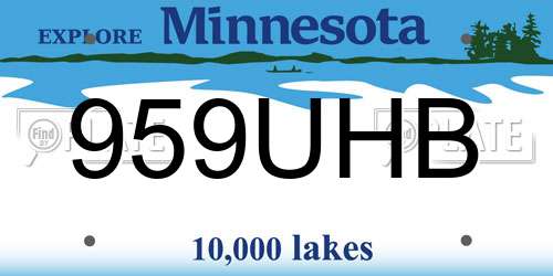959UHB Minnesota License Plate