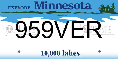 959VER Minnesota License Plate