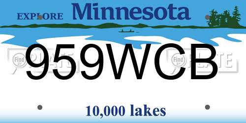 959WCB Minnesota License Plate