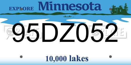 95DZ052 Minnesota License Plate