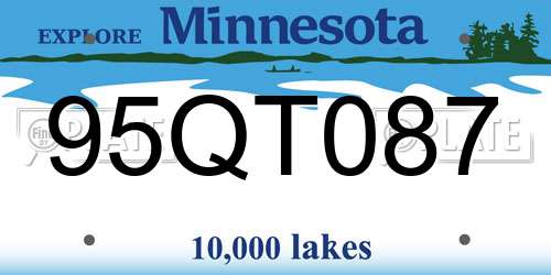 95QT087 Minnesota License Plate