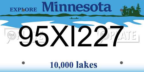 95XI227 Minnesota License Plate