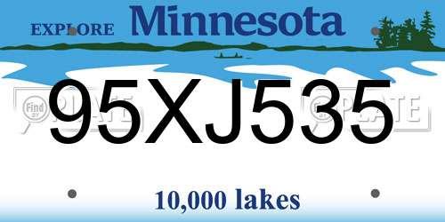 95XJ535 Minnesota License Plate