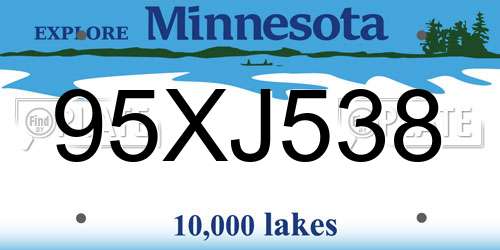 95XJ538 Minnesota License Plate