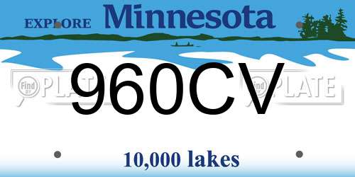 960CV Minnesota License Plate
