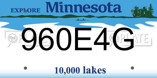 960E4G Minnesota License Plate