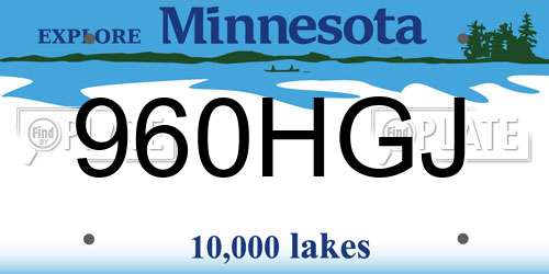 960HGJ Minnesota License Plate