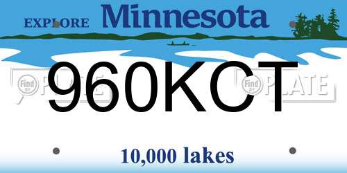 960KCT Minnesota License Plate