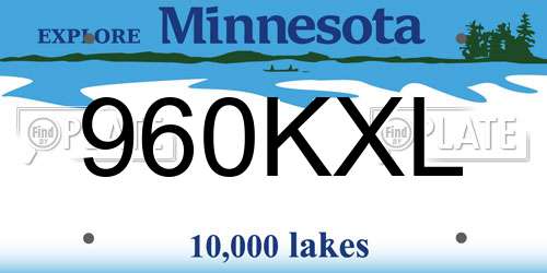 960KXL Minnesota License Plate