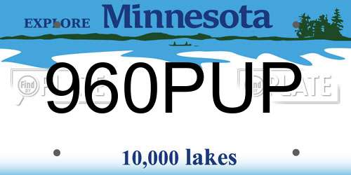 960PUP Minnesota License Plate